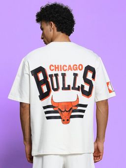 WEARDUDS - Men Off White Cotton Graphic Oversized T-Shirt