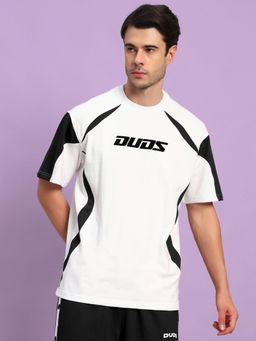 WEARDUDS - Men White Cotton Self Design Oversized T-Shirt