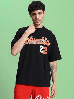 WEARDUDS - Men Black Cotton Graphic Oversized T-Shirt