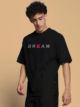 WEARDUDS - Men Black Cotton Graphic Oversized T-Shirt