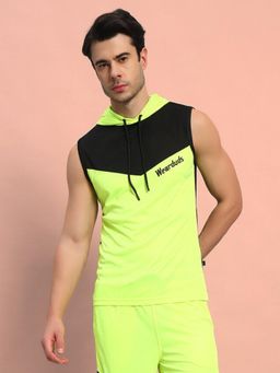 WEARDUDS - Men Green Polyester Self Design Oversized Tank Top