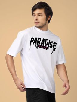 WEARDUDS - Men White Cotton Graphic Oversized T-Shirt