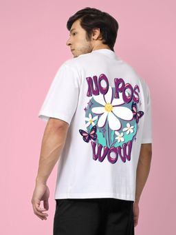 WEARDUDS - Men White Cotton Graphic Oversized T-shirt