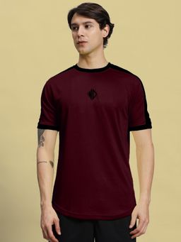 WEARDUDS - Men Maroon Polyester Colorblock Regular T-shirt