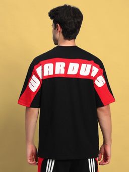 WEARDUDS - Men Black Cotton Graphic Oversized T-shirt