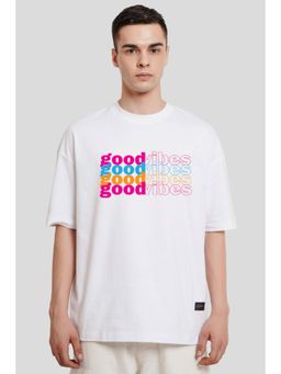 UNDERRATED CLUB - Men White Cotton Typography Oversized T-Shirt
