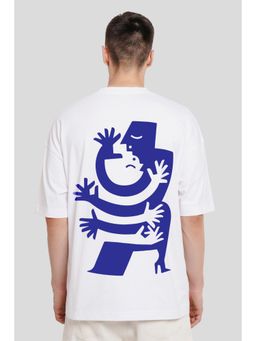 UNDERRATED CLUB - Men White Cotton Printed Oversized T-Shirt