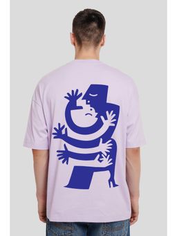 UNDERRATED CLUB - Men Lavender Cotton Printed Oversized T-Shirt