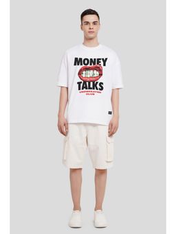 UNDERRATED CLUB - Men White Cotton Printed Oversized T-Shirt