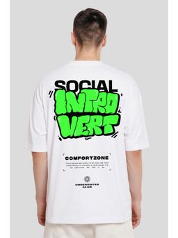 UNDERRATED CLUB - Men White Cotton Typography Oversized T-Shirt