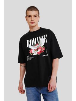 UNDERRATED CLUB - Men Black Cotton Printed Oversized T-Shirt