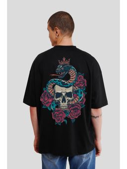 UNDERRATED CLUB - Men Black Cotton Printed Oversized T-Shirt