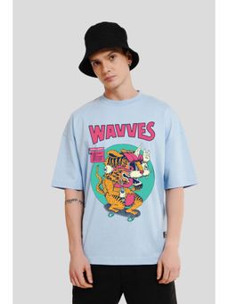 UNDERRATED CLUB - Men Blue Cotton Printed Oversized T-Shirt