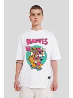 UNDERRATED CLUB - Men White Cotton Printed Oversized T-Shirt