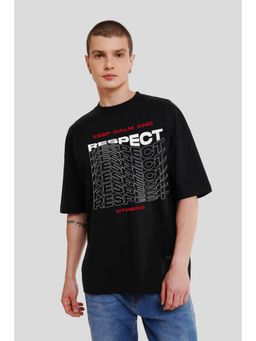 UNDERRATED CLUB - Men Black Cotton Typography Oversized T-Shirt