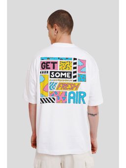 UNDERRATED CLUB - Men White Cotton Printed Oversized T-Shirt