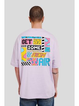 UNDERRATED CLUB - Men Lavender Cotton Printed Oversized T-Shirt