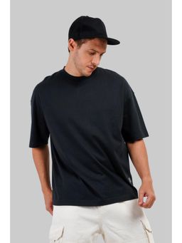 UNDERRATED CLUB - Men Black Cotton Solid Oversized T-Shirt