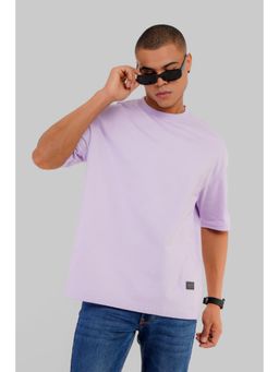 UNDERRATED CLUB - Men Lavender Cotton Solid Oversized T-Shirt