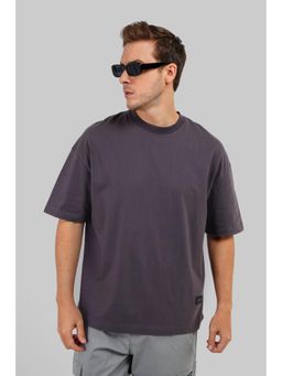 UNDERRATED CLUB - Men Grey Cotton Solid Oversized T-Shirt