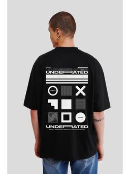 UNDERRATED CLUB - Men Black Cotton Geometric Oversized T-Shirt