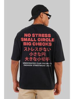 UNDERRATED CLUB - Men Black Cotton Typography Oversized T-Shirt