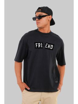 UNDERRATED CLUB - Men Black Cotton Graphic Oversized T-Shirt