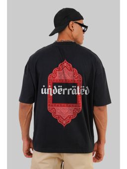 UNDERRATED CLUB - Men Black Cotton Graphic Oversized T-Shirt