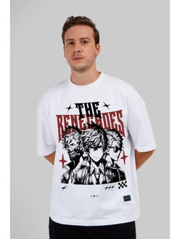 UNDERRATED CLUB - Men White Cotton Graphic Oversized T-Shirt