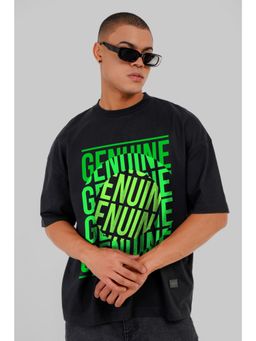 UNDERRATED CLUB - Men Black Cotton Typography Oversized T-Shirt