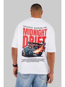 UNDERRATED CLUB - Men White Cotton Graphic Oversized T-Shirt