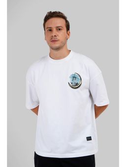 UNDERRATED CLUB - Men White Cotton Graphic Oversized T-Shirt