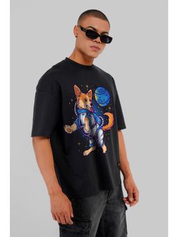 UNDERRATED CLUB - Men Black Cotton Graphic Oversized T-Shirt