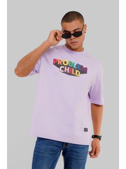 UNDERRATED CLUB - Men Lavender Cotton Typography Oversized T-Shirt