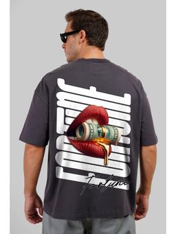 UNDERRATED CLUB - Men Grey Cotton Graphic Oversized T-Shirt