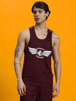 WEARDUDS - Men Maroon Polyester Graphic Oversized Tank Top
