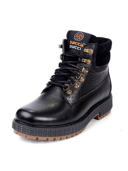 Bacca Bucci - Mens Storm Surge Water & Oil Resistant Full Grain Leather Boots Black