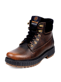 Bacca Bucci - Mens Storm Surge Water & Oil Resistant Full Grain Leather Boots Brown