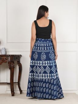 Style Shoes - Blue Women
                  Handloom Wrap Around Block Printed Ethnic Motifs Skirt
                  - 1