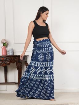 Style Shoes - Blue Women
                  Handloom Wrap Around Block Printed Ethnic Motifs Skirt
                  - 4
