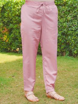 ARAMYA - Women Pink Shantoon Solid Pant