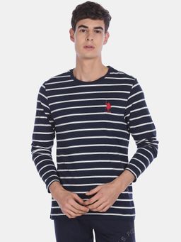 U.S. POLO ASSN. - Men Navy I689 Comfort Fit Stripe Cotton T-shirt