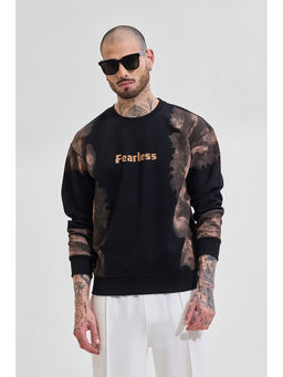 Snitch - Men Black Cotton Blend Crew Neck Sweatshirt