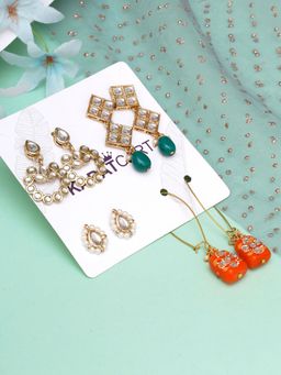 Karatcart - Set of 4 Handcrafted Kundan Earrings Combo for Women