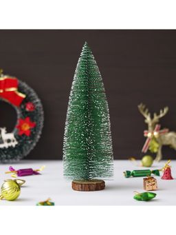 eCraftIndia - Frosted Bottle Brush Christmas Tree with Wooden Base
