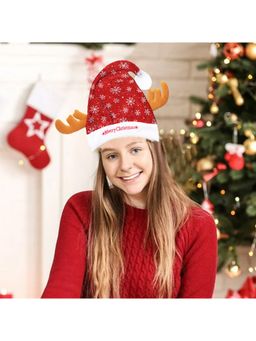 eCraftIndia - Merry Christmas Snowflake Star Printed Santa Cap