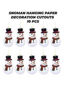 eCraftIndia - Set of 10 Paper Printed Snowman Hangings for Christmas Tree and Wall Decoration