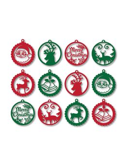 eCraftIndia - Santa Claus Reindeer Merry Christmas Bells Decoration Hanging Items (Set of 12)