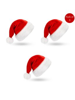eCraftIndia - Red and White Velvet Classic Fur Merry Christmas Hats