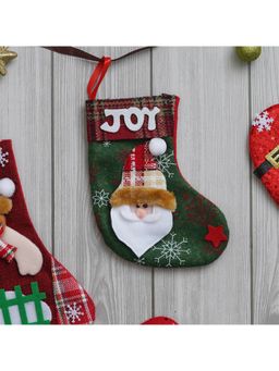 eCraftIndia - Green Merry Christmas Stocking, Santa Claus JOY Little Socks